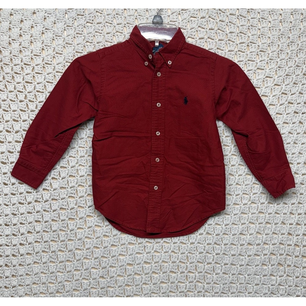 Ralph Lauren Shirt Kids Boys 4T Red Button Down Long Sleeve 100% cotton
